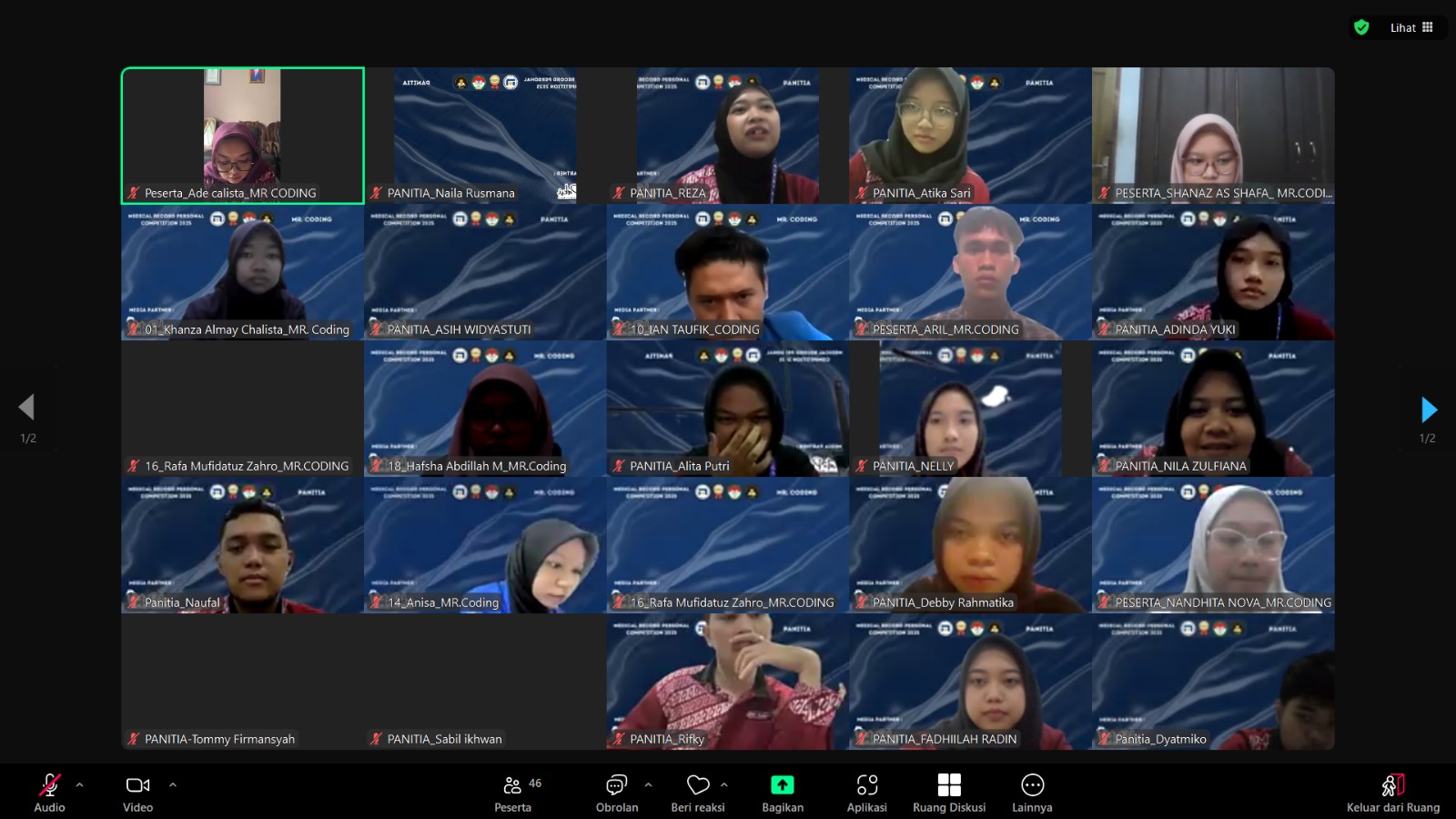 Peserta Memasuki Breakoutroom Masing-masing Lomba 